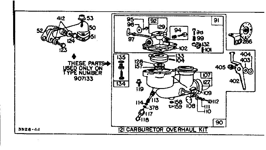 Carburetor Assembly Diagram and Parts List for 61700-61797 907500 - 907561 Briggs and Stratton Engine